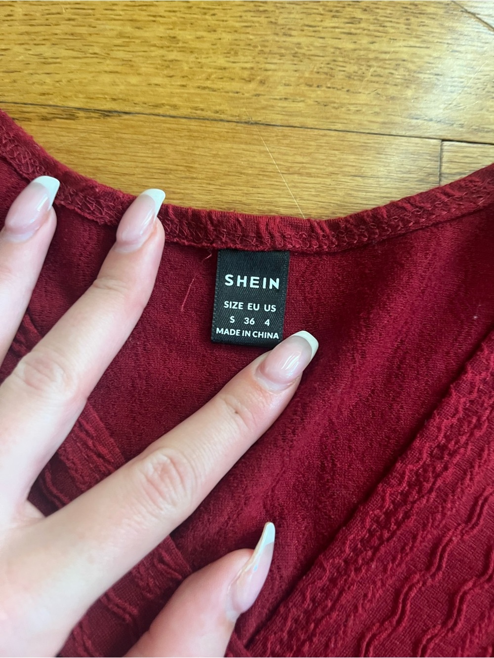 SHEIN Red Ribbed Long-Sleeve Top - Picture 3 of 5
